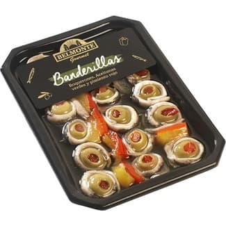 Banderillas de Boquerones, Aceitunas Verdes y Pimiento Rojo Belmonte Gourmet