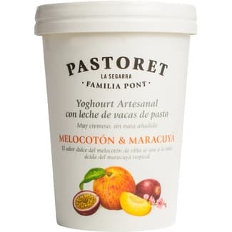 Yogur con Melocotón y Maracuyá Artesano Cremoso con Leche de Vacas de Pasto sin Gluten  Pastoret 500 G