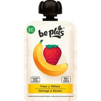Fresa y Plátano sin Gluten 100% Fruta sin Gluten Ecológico desde 4 Meses BE Plus