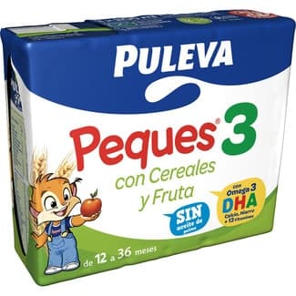 3 Preparado Lácteo con Cereales y Frutas sin Aceite de Palma de 12 a 36 Meses Pack 3  Puleva Peques 200 ML