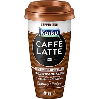 Caffé Latte Cappuccino Bebida Láctea de Café Arábica con Leche Fresca Semidesnatada y Cacao sin Gluten Vaso 230 Ml Kaiku