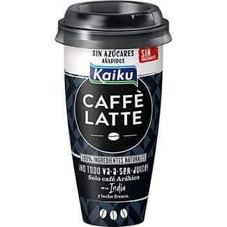 Caffé Latte Bebida Láctea de Café Arábica Intenso con Leche Fresca Desnatada sin Azúcares Añadidos sin Gluten sin Lactosa Kaiku