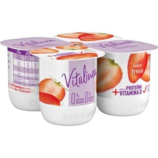 Yogur Sabor Fresa Desnatado 0% M.g. 0% Azúcares Añadidos Pack 4 Danone Vitalinea