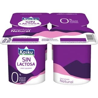 Sin Lactosa Natural Desnatado 0% M.g. 0% Azúcar Añadido Pack 4 Kaiku