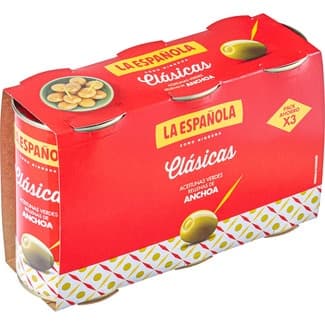 Aceitunas Rellenas de Anchoa Clásicas Pack 3  la Española 150 G