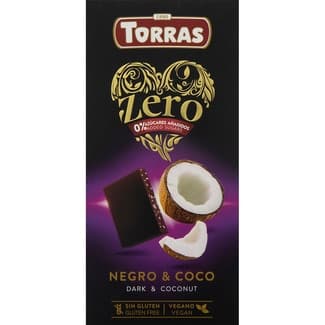 Zero Chocolate Negro Fondant con Coco 0% Azúcares Añadiidos sin Gluten Torras