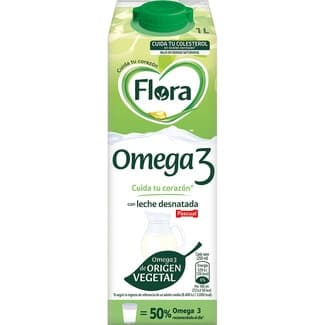 Bebida Láctea Elaborada con Leche Desnatada y Omega 3 sin Gluten Flora