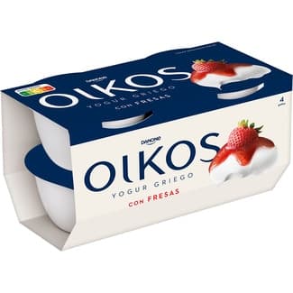 Yogur Griego con Fresas sin Gluten Pack 4 Danone Oikos