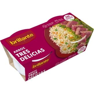 Arroz Cantonés Cocido Tres Delicias para Guarnición Pack 2  Brillante 250 G