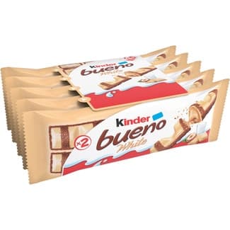 White Barritas de Chocolate Blanco y Avellanas Pack 5 X 2  Kinder Bueno 195 G