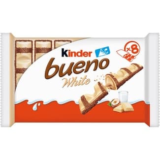 White Barritas de Chocolate Blanco y Avellanas 8 X 2 Unidades Kinder Bueno
