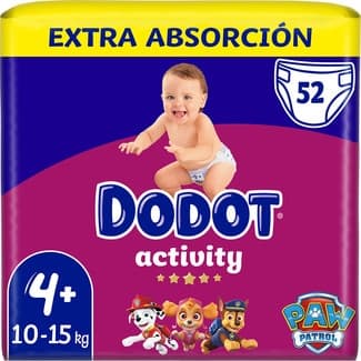 Activity Pañales de 10 a 15 Kg Talla 4+ Extra Absorción  Dodot 52 Unidades