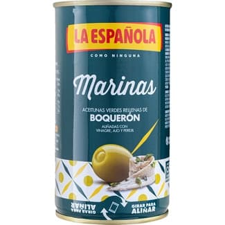 Aceitunas Verdes Rellenas de Boquerón Aliñadas con Vinagre, Ajo y Perejil Marinas  la Española 130 G