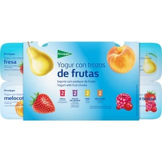 Yogur con Trozos de Frutas 2 Fresa + 2 Frutos del Bosque + 2 Pera + 2 Melocotón Pack 8 el Corte Ingles