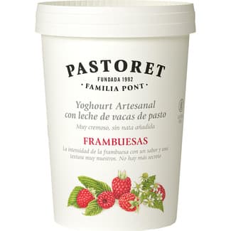 Yogur con Frambuesas Artesano Cremoso con Leche de Vacas de Pasto sin Gluten Pastoret