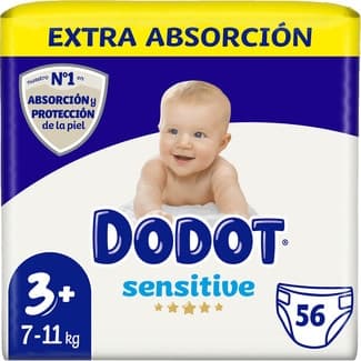 Sensitive Pañales Extra Absorción de 7 a 11 Kg Talla 3+ Dodot