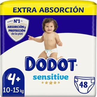 Sensitive Pañales Extra Absorción de 10 a 15 Kg Talla 4+  Dodot 48 Unidades