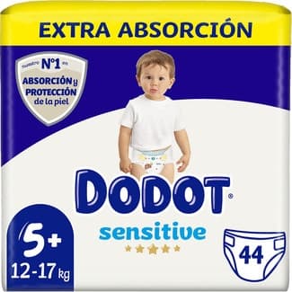 Sensitive Pañales Extra Absorción de 12 a 17 Kg Talla 5+ Dodot