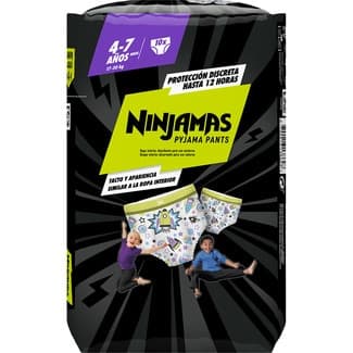 Calzoncillos de Noche Absorbentes para Niños 4-7 Años 17-30 Kg Ninjamas