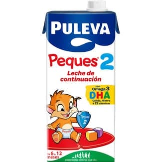 2 Leche de Continuación con Omega 3, Dha, Calcio y 13 Vitaminas de 6 a 12 Meses sin Aceite de Palma Puleva Peques