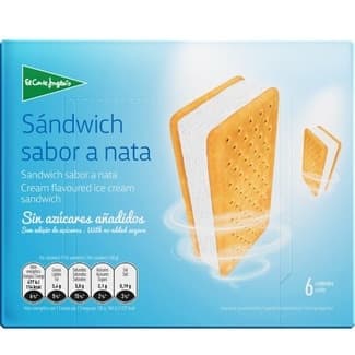 Sándwich de Helado Sabor a Nata sin Azúcares Añadidos 6 Unidades el Corte Ingles
