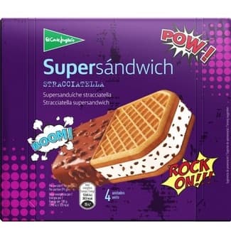 Supersándwich Helado de Stracciatella con Cobertura de Galleta y Chocolate 4 Unidades el Corte Ingles