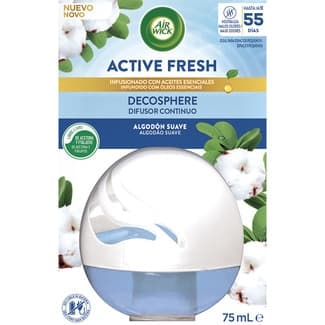 Active Fresh Ambientador Decosphere Algodón Suave con Aceites Esenciales Naturales AIR Wick