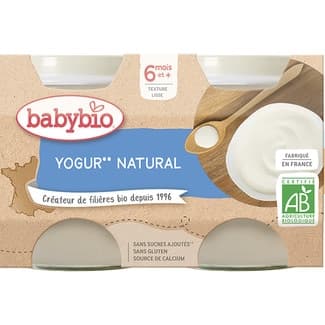 Yogur Natural Ecológico y sin Gluten desde 6 Meses Pack 2 Babybio