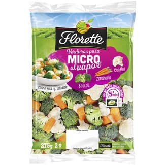 Brócoli, Coliflor y Zanahoria al Vapor Florette Verduras para Micro
