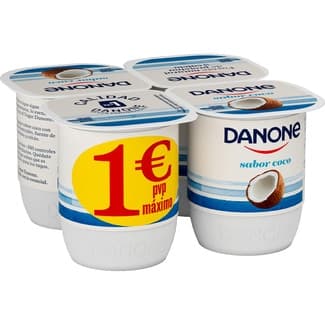 Yogur Sabor Coco sin Gluten Pack 4 Danone