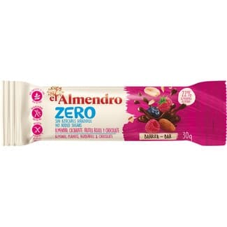 Zero Barrita de Almendra, Cacahuete, Frutos Rojos y Chocolate sin Gluten sin Azúcares Añadidos el Almendro