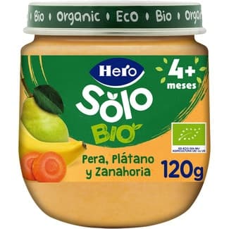 Tarrito de Pera Plátano y Zanahoria 100% Ecológico y sin Gluten desde 4 Meses Hero Solo