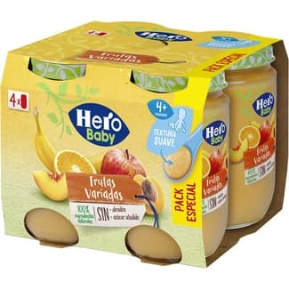 Tarritos de Frutas Variadas sin Gluten desde 4 Meses Pack 4 Hero Solo