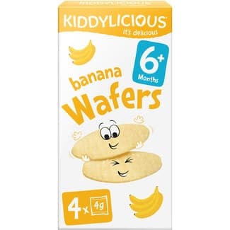 Wafers con Sabor a Banana sin Gluten desde 6 Meses 4 Bolsitas de 4g Kiddylicious