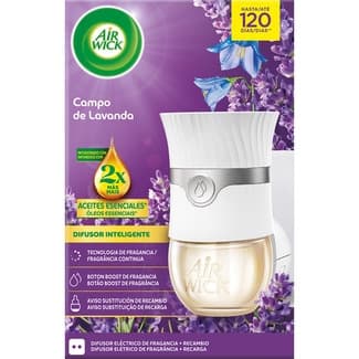Ambientador Eléctrico Difusor Inteligente Campo de Lavanda con Aceites Esenciales + Recambio AIR Wick 1 Unidad
