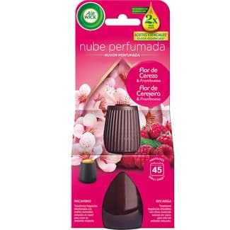 Ambientador Automático Difusor Nube Perfumada Flor de Cerezo & Frambuesa con Aceites Esenciales Recambio AIR Wick 1 Unidad