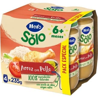 Tarritos de Arroz con Pollo sin Gluten desde 6 Meses Pack 4 Hero Solo