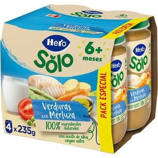 Tarritos de Verduras con Merluza desde 6 Meses Pack 4 Hero Solo