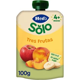 Bolsita de Tres Frutas Manzana, Plátano y Melocotón sin Gluten desde 4 Meses Hero Solo