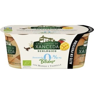 Bífidus con Mango y Vainilla Desnatado 0,4 M.g. sin Gluten Ecológico Pack 2 Unidades Casa Grande de Xanceda