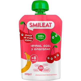 Cereza, Açai y Amaranto 100% Ecológico y sin Gluten desde 8 Meses sin Leche y sin Azúcares Añadidos Smileat