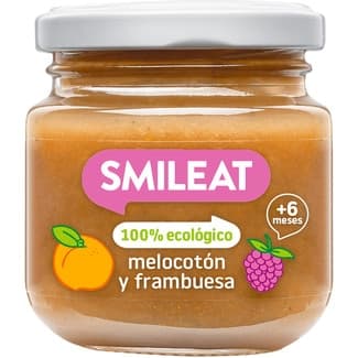Tarrito de Melocotón y Frambuesa 100% Ecológico y sin Gluten desde 6 Meses Smileat