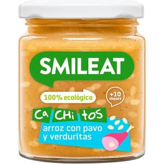 Cachitos Tarritos Dearroz con Pavo y Verduritas 100% Ecológico y sin Gluten desde 10 Meses Smileat