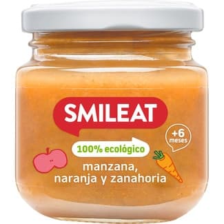 Tarrito de Manzana, Naranja y Zanahoria 100% Ecológico y sin Gluten desde 6 Meses Smileat