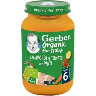 Tarrito de Zanahoria y Tomate con Pavo Ecológico desde 6 Meses Gerber