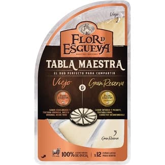 Tabla de Queso con Queso Viejo y Queso Sabor Intenso y Picante 12 Cuñas Listas para Servir Flor de Esgueva