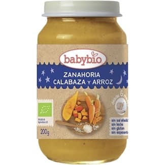 Tarrito de Zanahoria, Calabaza y Arroz Ecológico sin Gluten sin Leche desde 6 Meses Babybio