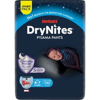 Calzoncillos de Noche Absorbentes para Niños 4-7 Años 17-30 Kg Huggies DRY Nites