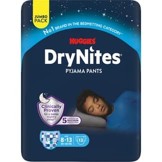 Teen Calzoncillos de Noche Absorbentes para Niños 8-13 Años 30-48 Kg Talla Grande Huggies DRY Nites