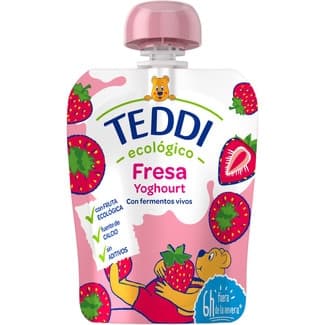 Bolsita de Yogur Ecológico con Pure de Fresa sin Gluten Teddi